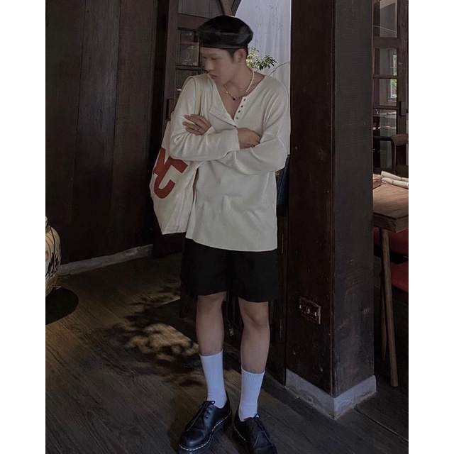 ÁO THUN TAY DÀI UNISEX OVERSIZE 9 NÚT - HYPNOTISM “TRẮNG”