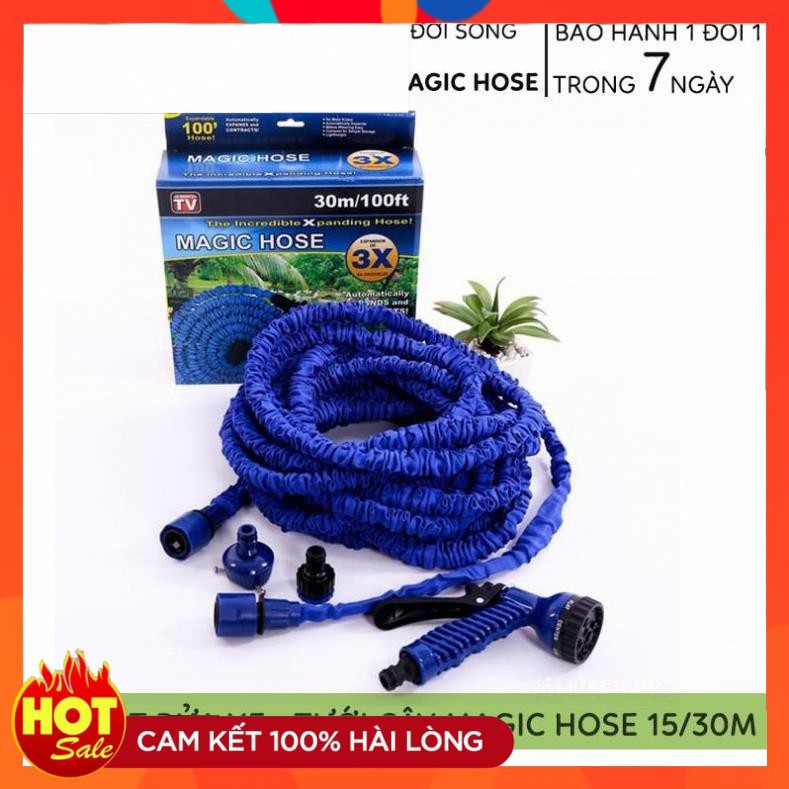 🔏Hàng Loại 1🔏 Vòi Rửa Xe, Tưới Cây, Vòi Xịt Rửa Thông Minh Giãn Nở Magic Hose Giãn Nở 15/30M