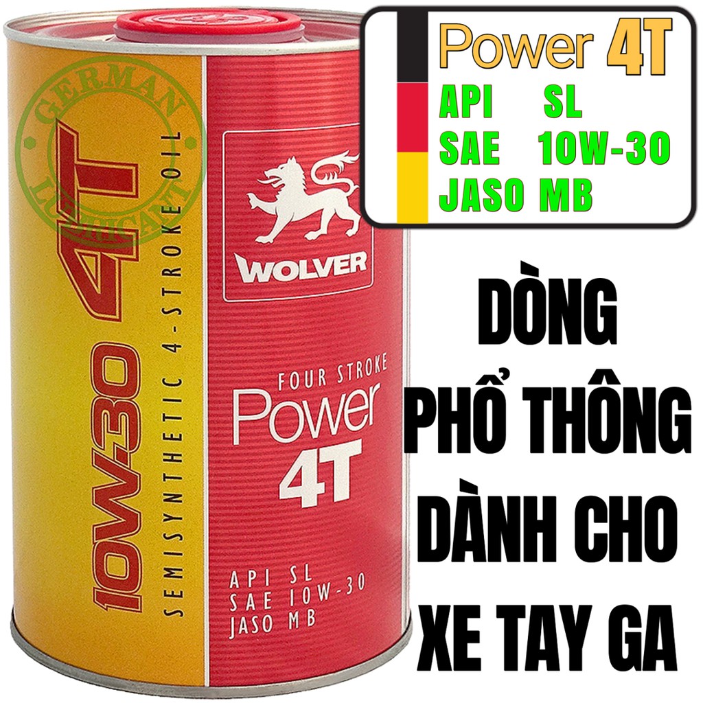 Dầu nhớt xe tay ga Wolver Power 10w30 API SL (1L)