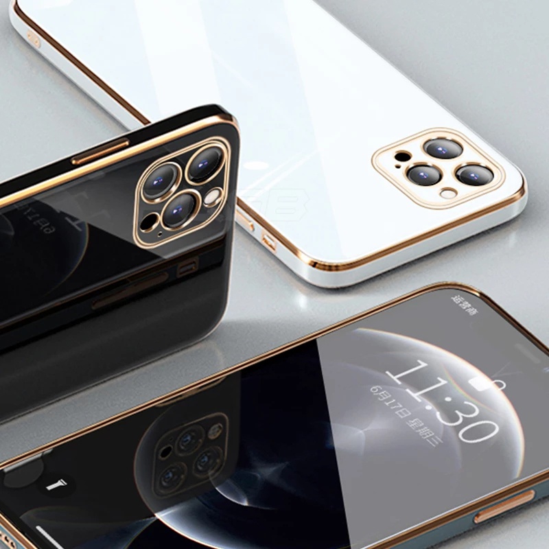 Ốp lưng Điện Thoại Viền Vuông Mạ Sang Trọng Cho iPhone ip 12 11 Pro Max Mini 4G 5G 2022