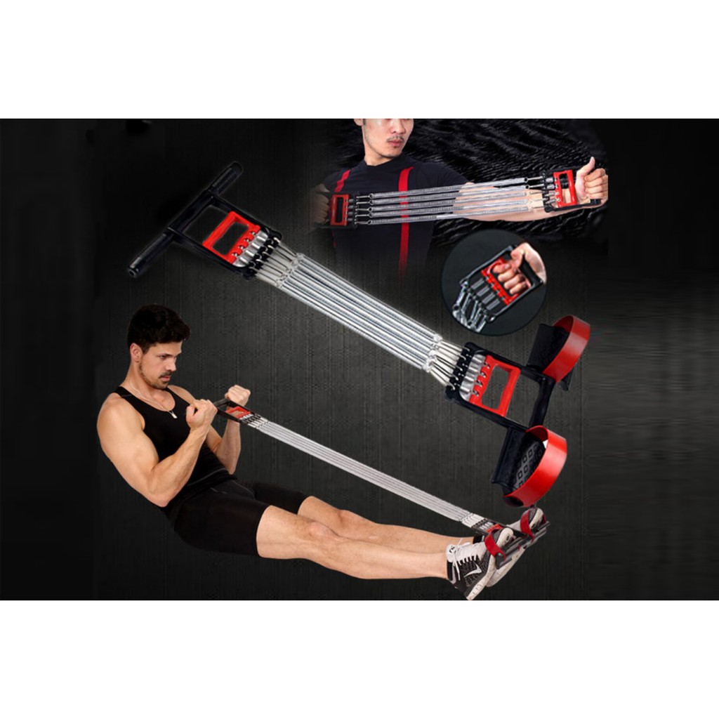 Đồ tập gym - Bộ dụng cụ dây kéo 5 lò xo tập cơ bụng cơ tay đa năng đàn hồi tốt, mẫu mới