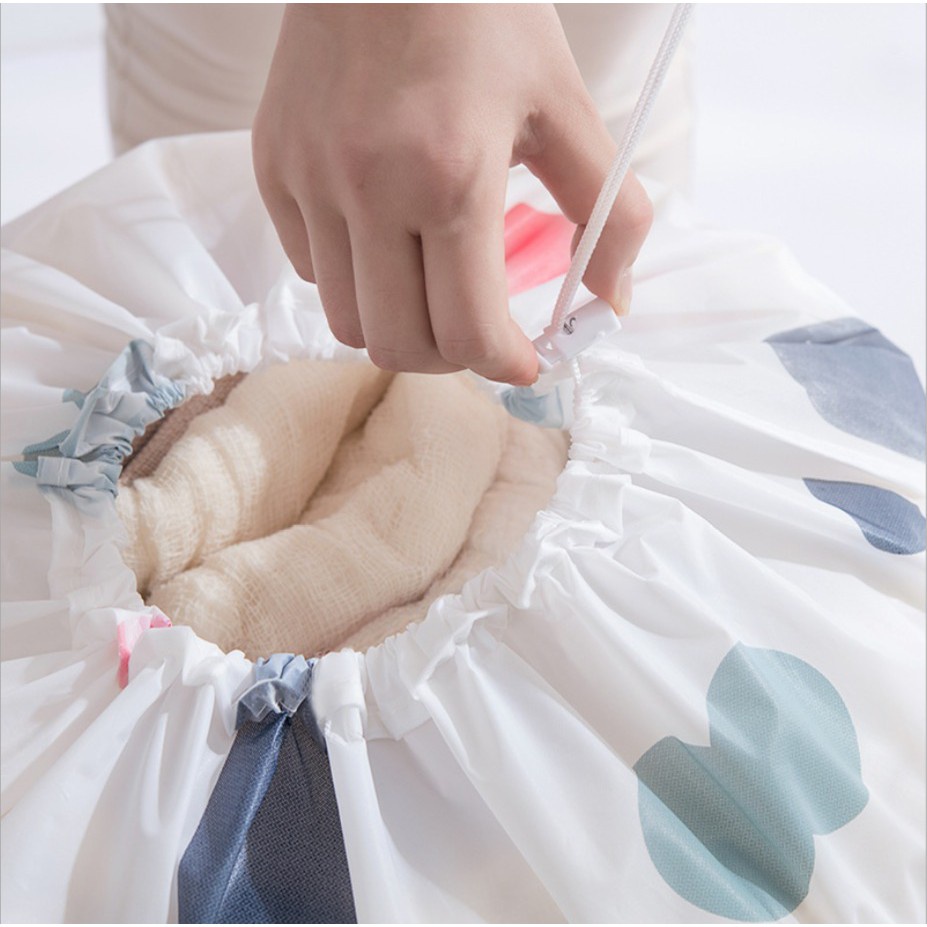 Túi Đựng Chăn Màn Quần Áo Hình Trụ Dáng Dài Dây Rút Cỡ Lớn 90x45cm