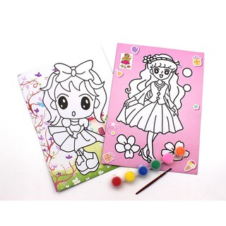 tranh tô màu nước khổ a4 tặng kèm màu