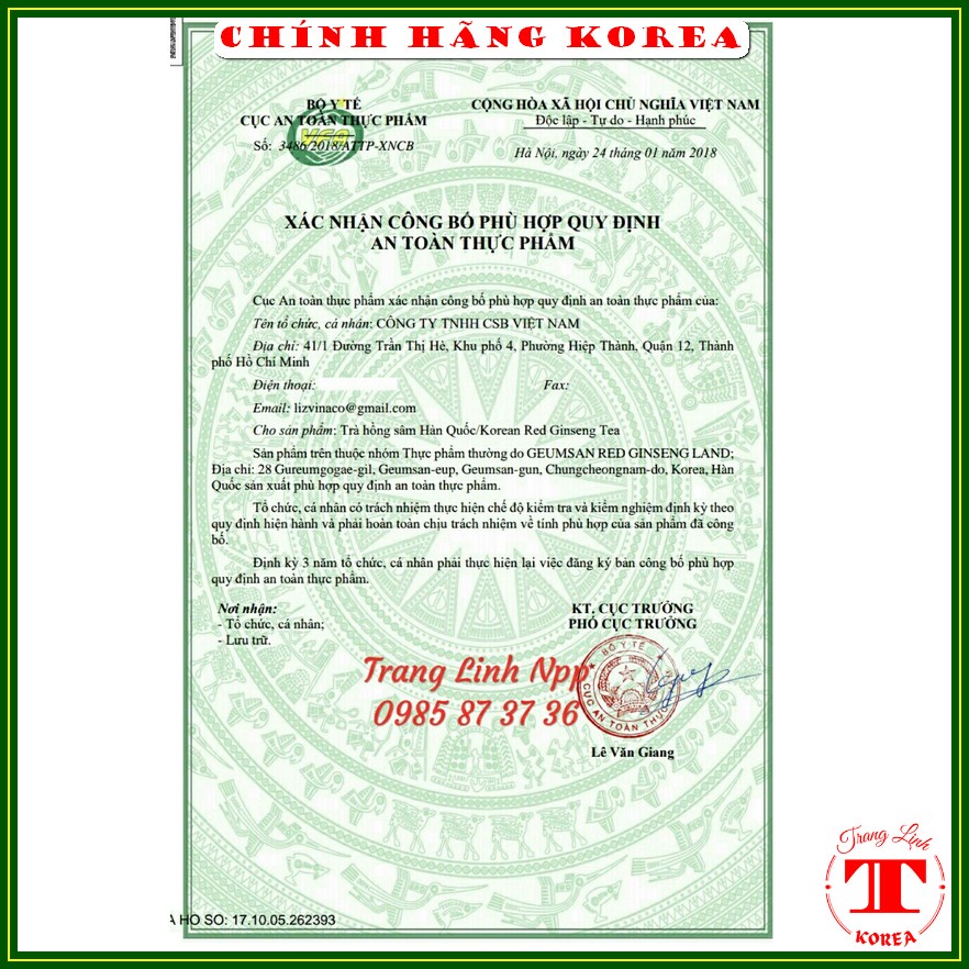 Trà sâm hàn quốc Buleebang chính hãng, hộp 100 gói - Trà hồng sâm giải nhiệt, thanh lọc cơ thể,  giảm stress - tranglinh
