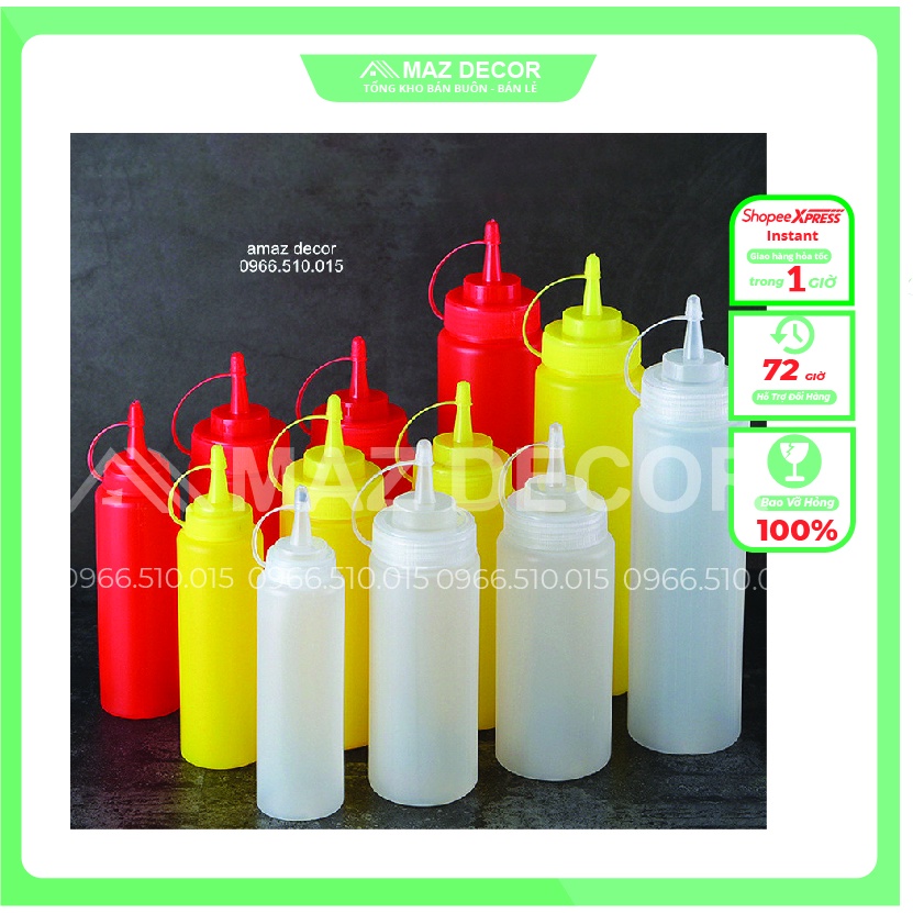 SALE GIÁ SỈ TẠI XƯỞNG Bình lọ xịt chai nhựa đựng nước sốt siro mayonnaise 250ml-500ml-650ml-1l siêu tiện dụng