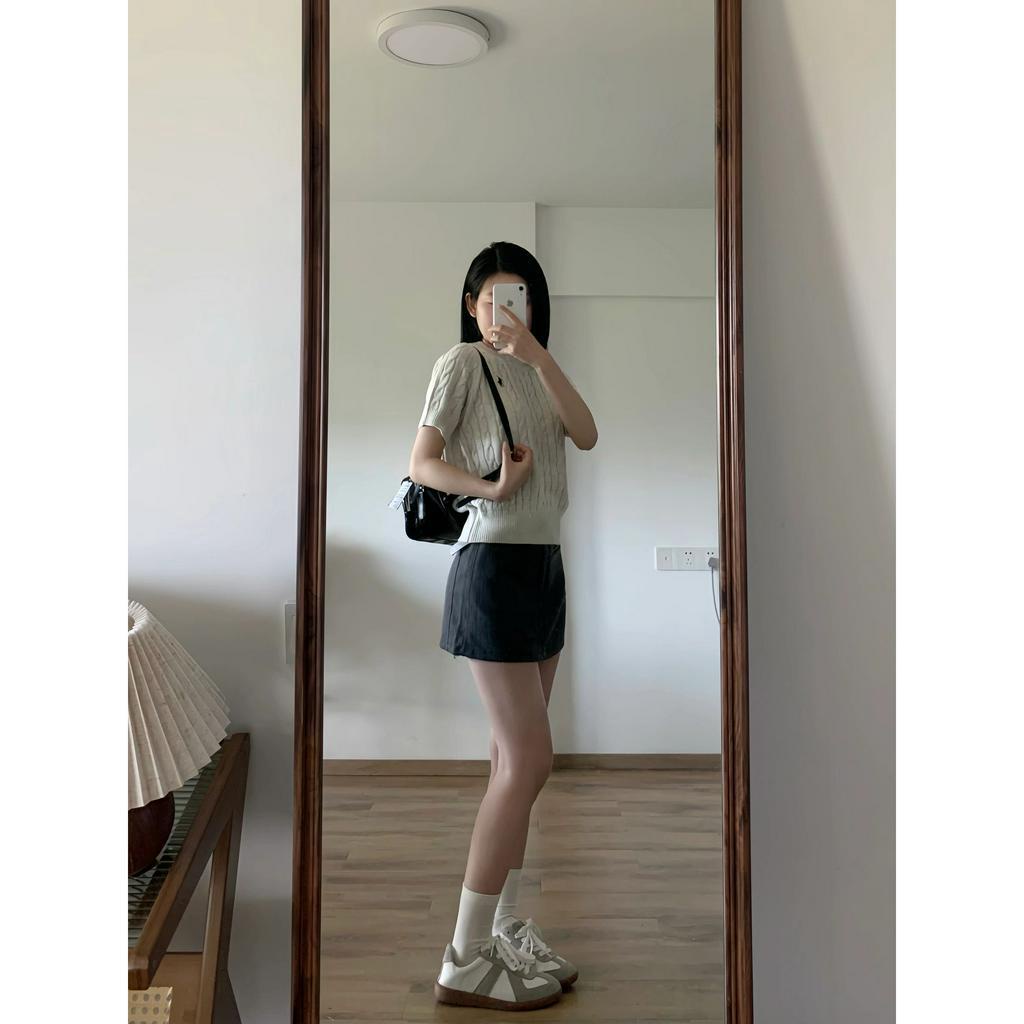 Áo Thun Tay Ngắn Dệt Kim Kiểu retro Thời Trang Mùa Hè Cho Nữ