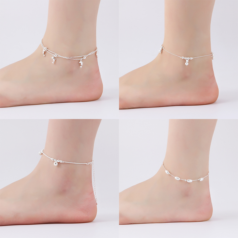 Lắc Chân Fashion Silver Anklet Women Bead Multilayer Foot Chain Jewelry Accessories Beach Summer Gift | BigBuy360 - bigbuy360.vn