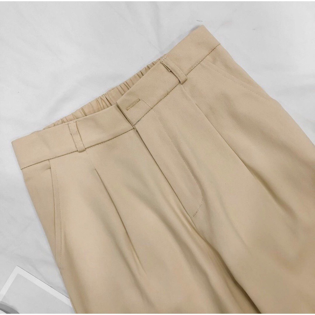 Quần kaki dài lưng thun nam nữ cài cúc ống suông – Unisex 2022