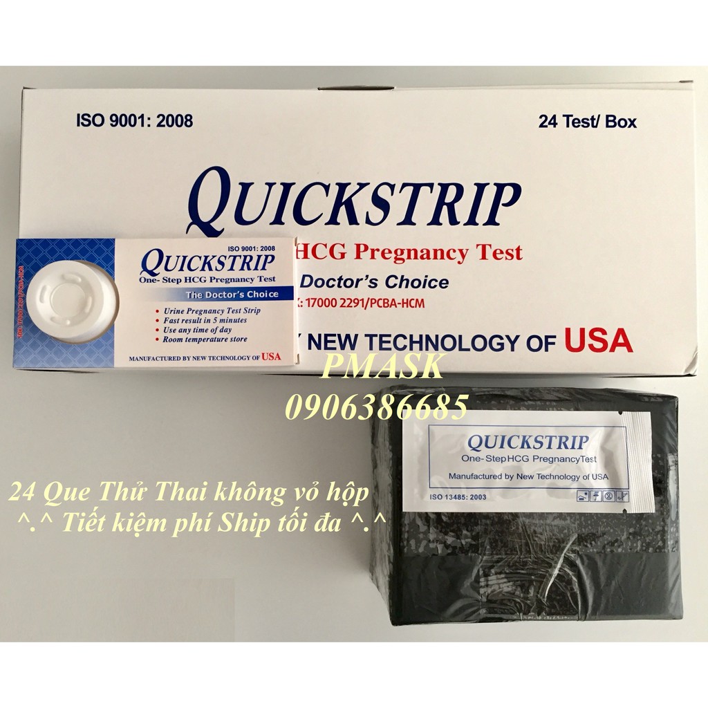 24 Que thử thai Quickstrip không vỏ hộp gọn nhẹ giảm phí ship