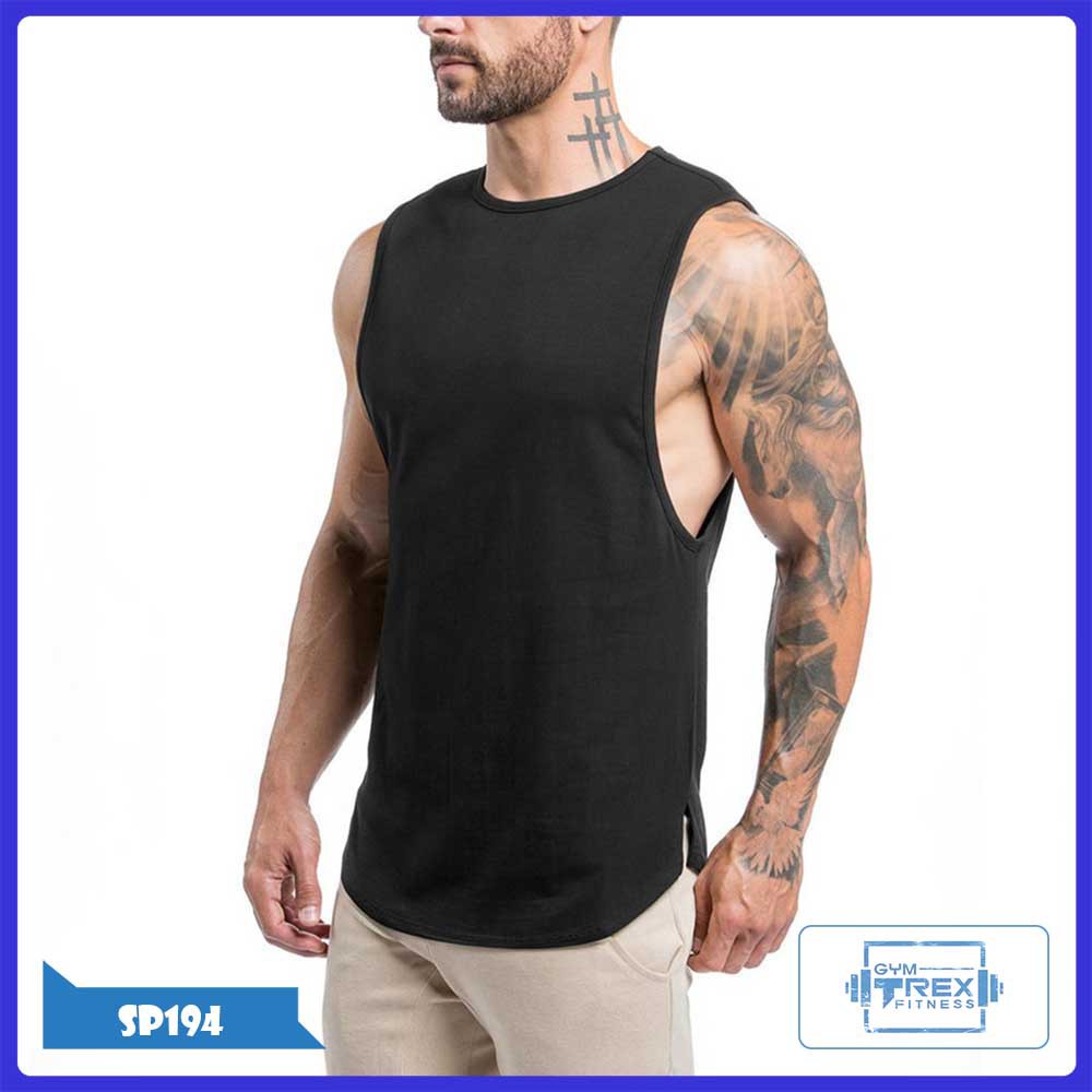 Áo tanktop tập gym nam vạt bầu ASRV SP194 thun co dãn 4 chiều - Gym Trex