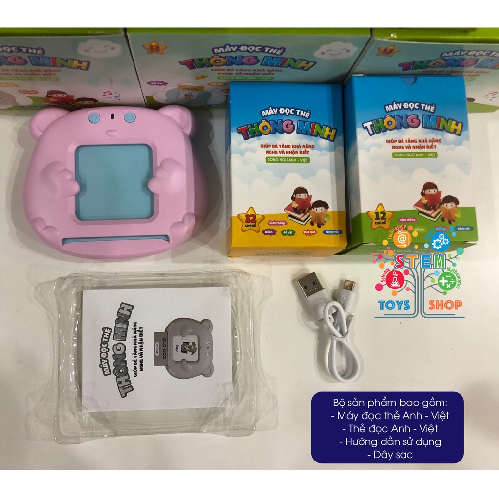 [Ảnh Thật] Máy Đọc Thẻ Flashcard Song Ngữ Anh Việt Thông Minh Đồ Chơi Giáo Dục Montessori Cho Bé