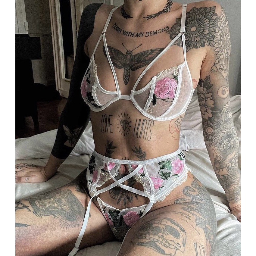 Set nội y ren gợi cảm hoa lá - bộ đồ lót lingerie lọt khe có gọng nâng ngực co dãn sexy