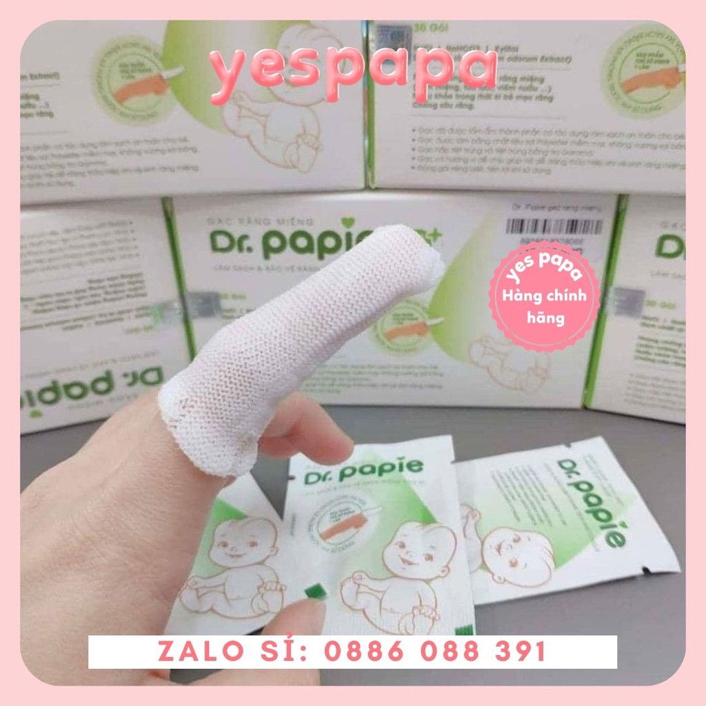 Gạc rơ lưỡi Dr.Papie vệ sinh răng miệng cho bé hộp 30 gói