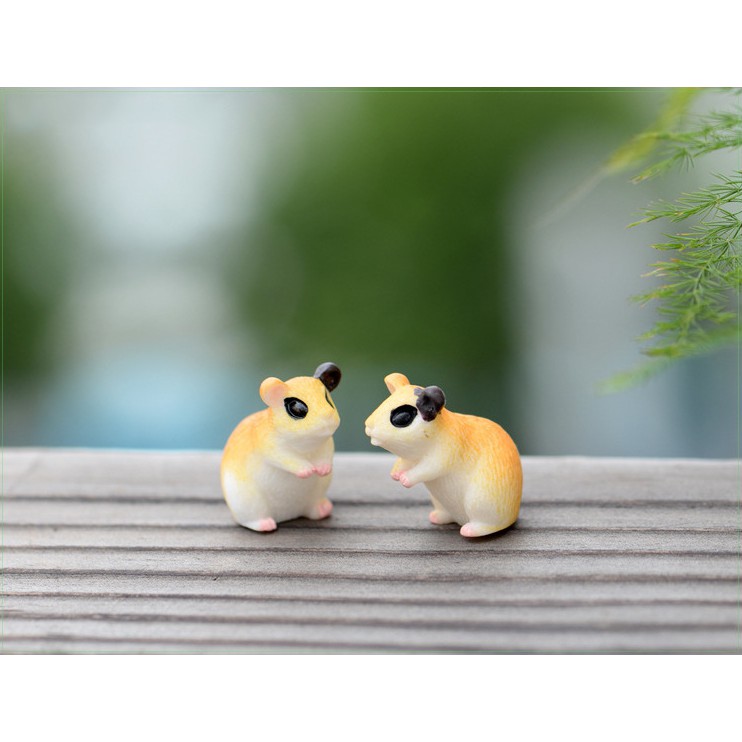 Combo đôi chuột hamster bear nhỏ xinh thích hợp trang trí tiểu cảnh, bonsai, móc khóa, DIY