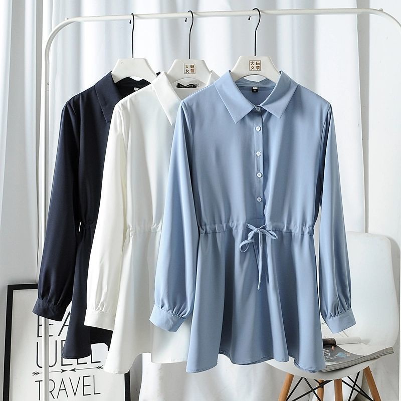 Đầm Sơ Mi Dài Tay Che Bụng Xinh Xắn Dành Cho Nữ