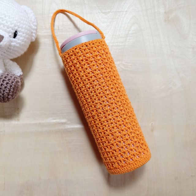 Túi đựng bình nước handmade, túi treo bình nước bằng len