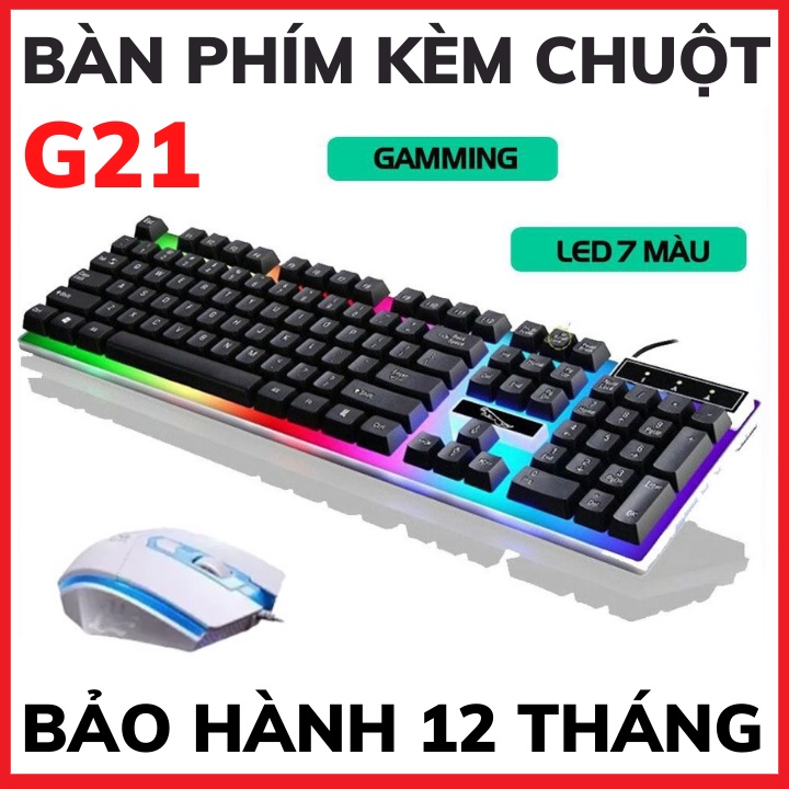 Bàn Phím Gaming Có Led 7 Màu-Bàn Phím G21 Kèm Chuột-Lót Chuột-Bảo Hành 12 Tháng