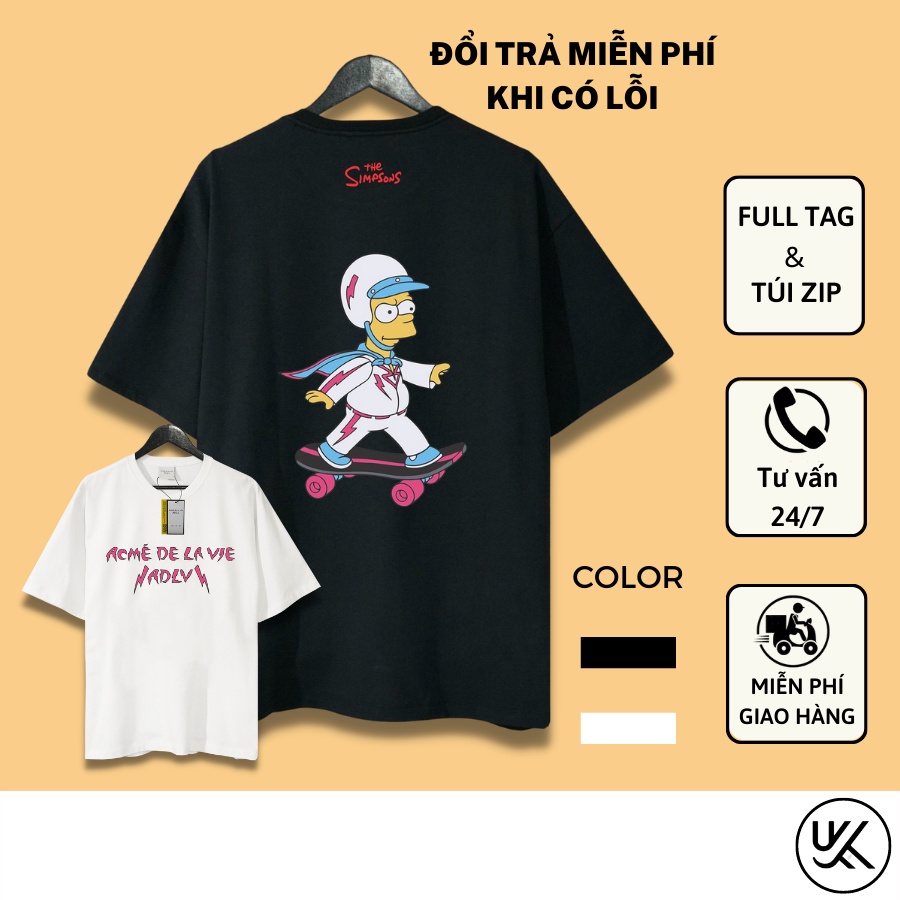 Áo Thun Tay Lỡ ADLV The Simpsons, áo phông unisex Form rộng oversize, chất liệu Cotton. KKIMShop