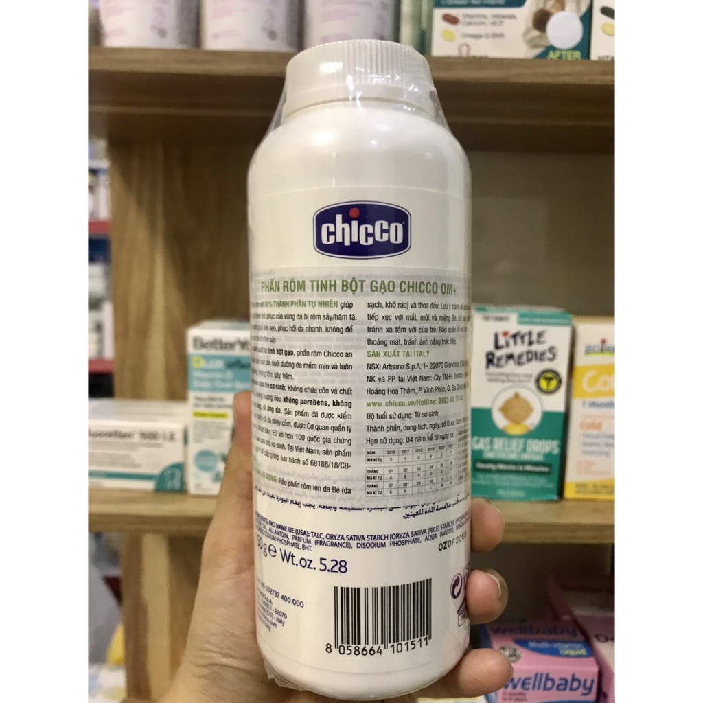 Phấn Rôm Tinh Bột Gạo CHICCO Ý 150G