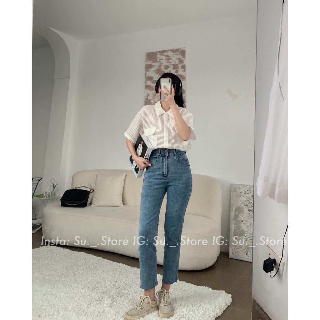 Áo sơ mi cộc tay kẻ nổi 2 túi trước 30Aosomilencotui