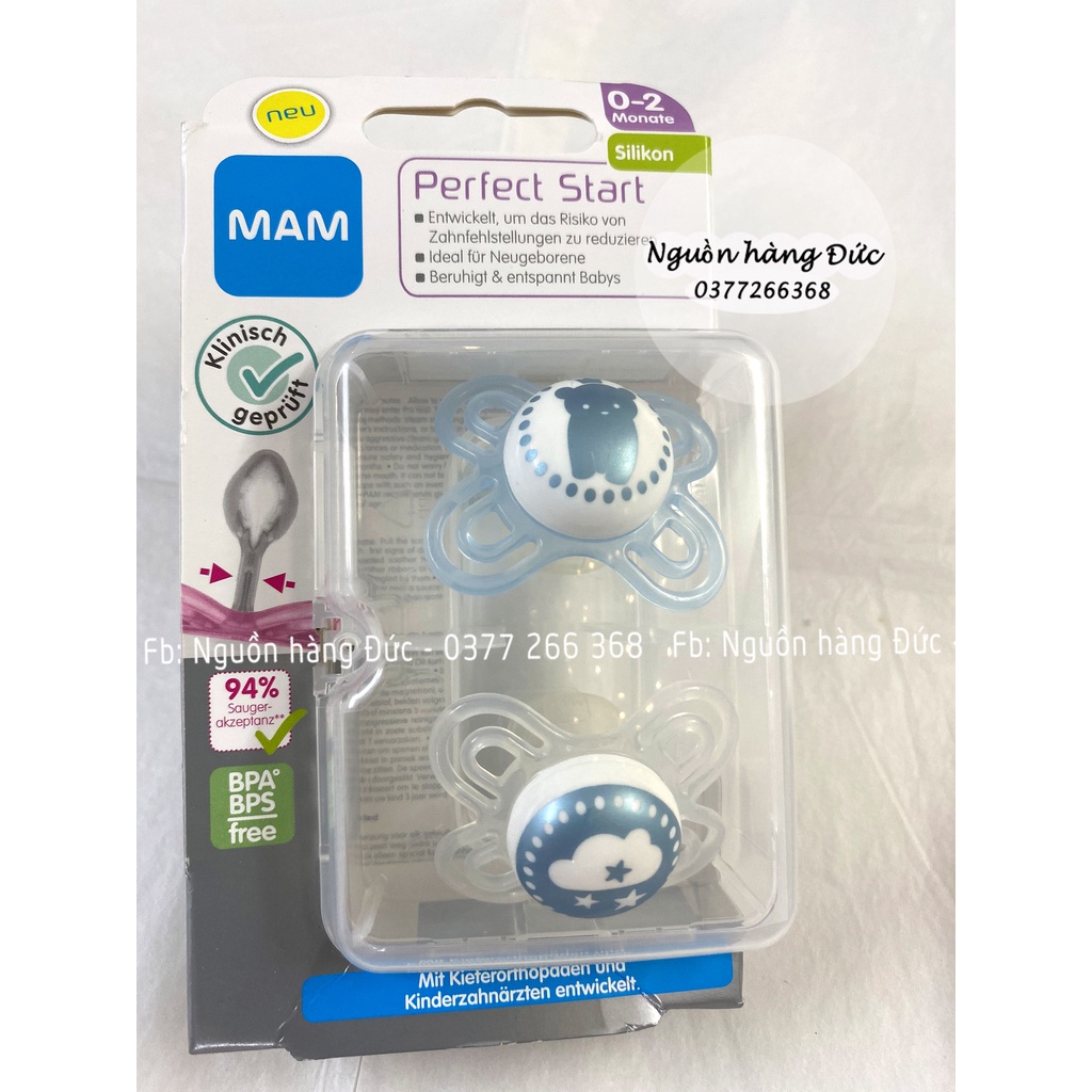 Ti giả MAM Đức 0-2m chỉnh nha cho bé MAM Perfect start - cho bé từ sơ sinh tới 2 tháng tuổi