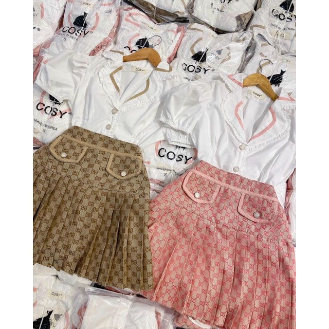 Set áo sơ mi + váy guci