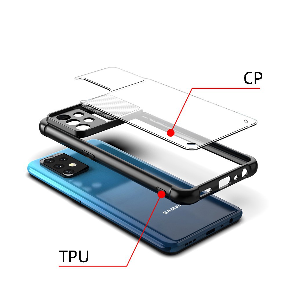 Ốp điện thoại trong suốt chống sốc có nắp trượt bảo vệ máy ảnh cho Samsung A72 A52 A52S A32 A22 A02S A03S A71 A51 4g 5g