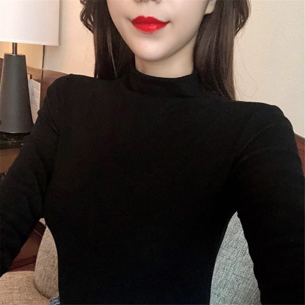 Áo kiểu nữ tay dài cổ lọ phong cách Hàn Quốc | BigBuy360 - bigbuy360.vn