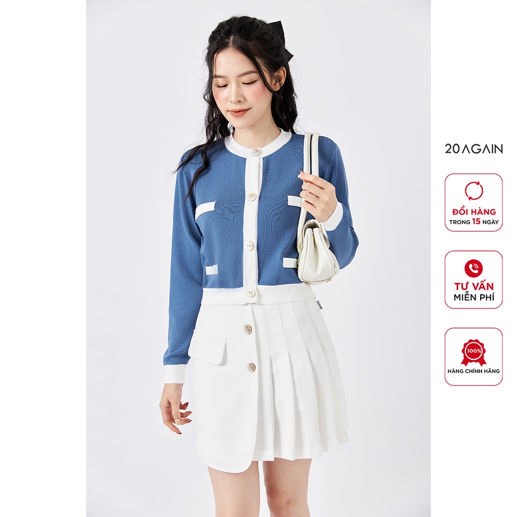[Mã WABRAG99 giảm 10% đơn 99K] Áo len cardigan nữ dáng ngắn 20AGAIN, chất len montoghi mịn, co giãn tốt KLA0066 | BigBuy360 - bigbuy360.vn