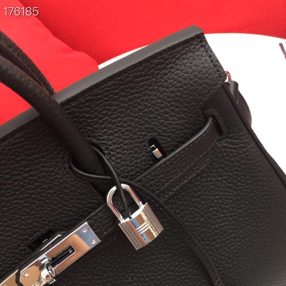 Túi xách Hermes Birkin màu đen tag bạc size 30cm da mềm (Có sẵn)