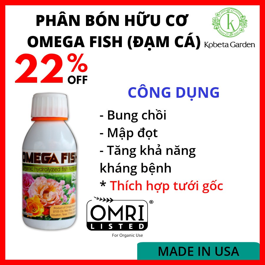 PHÂN BÓN HỮU CƠ ĐẠM CÁ OMEGA FISH CHO HOA HỒNG- KOBETA GARDEN