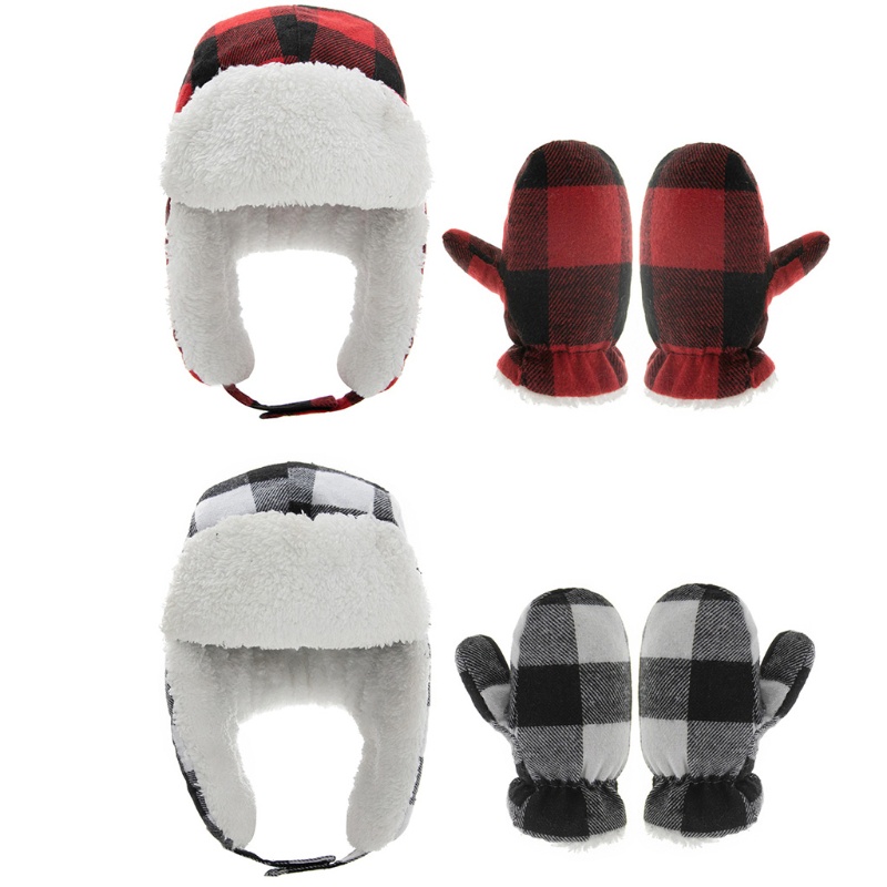 Bộ Găng Tay + Mũ + Găng Tay Bằng Cotton Mềm Giữ Ấm Mùa Đông Cho Bé