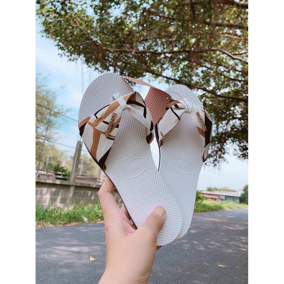 Dép kẹp  cao su ép, tông Thái Havaianas mẫu Nơ d132- Lululola