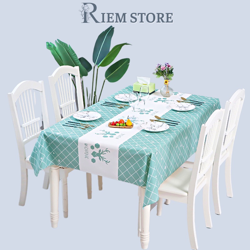 Khăn Trải Bàn Kẻ Caro Nhựa PVC Chống Thấm Nước Khăn Phông Nền Chụp Ảnh RIEM