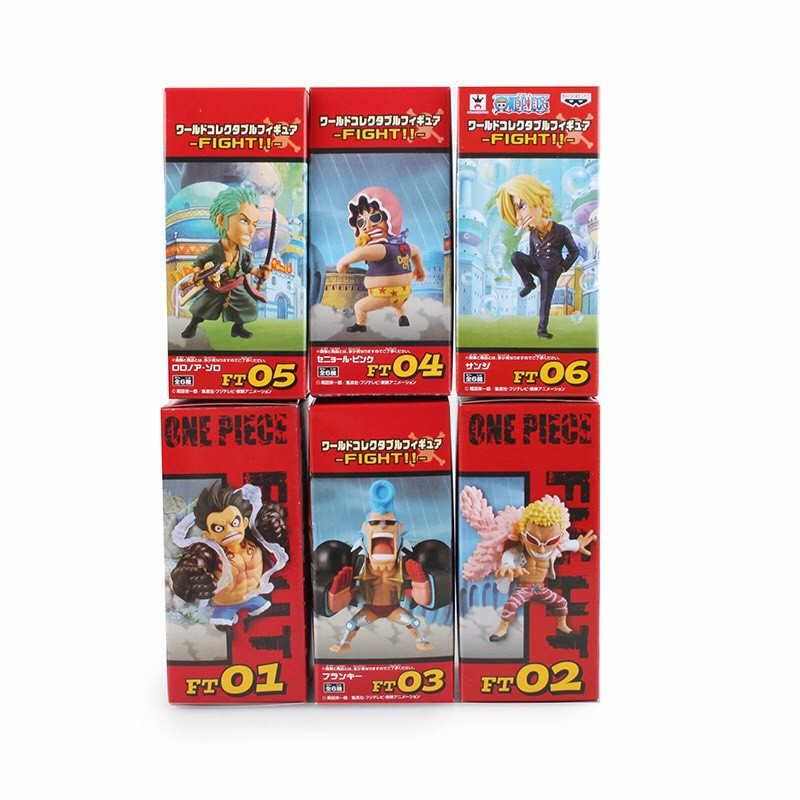 6 Mô Hình Chibi Anime One Piece Gear Fourth Luffy Zoro Franky Sanji Doflamingo PVC