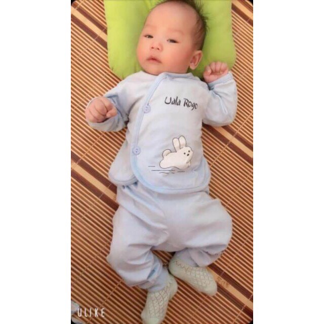 Bộ Dài Tay COTTON Khuy lệch Uala Rogo  Cho Bé 3-9kg
