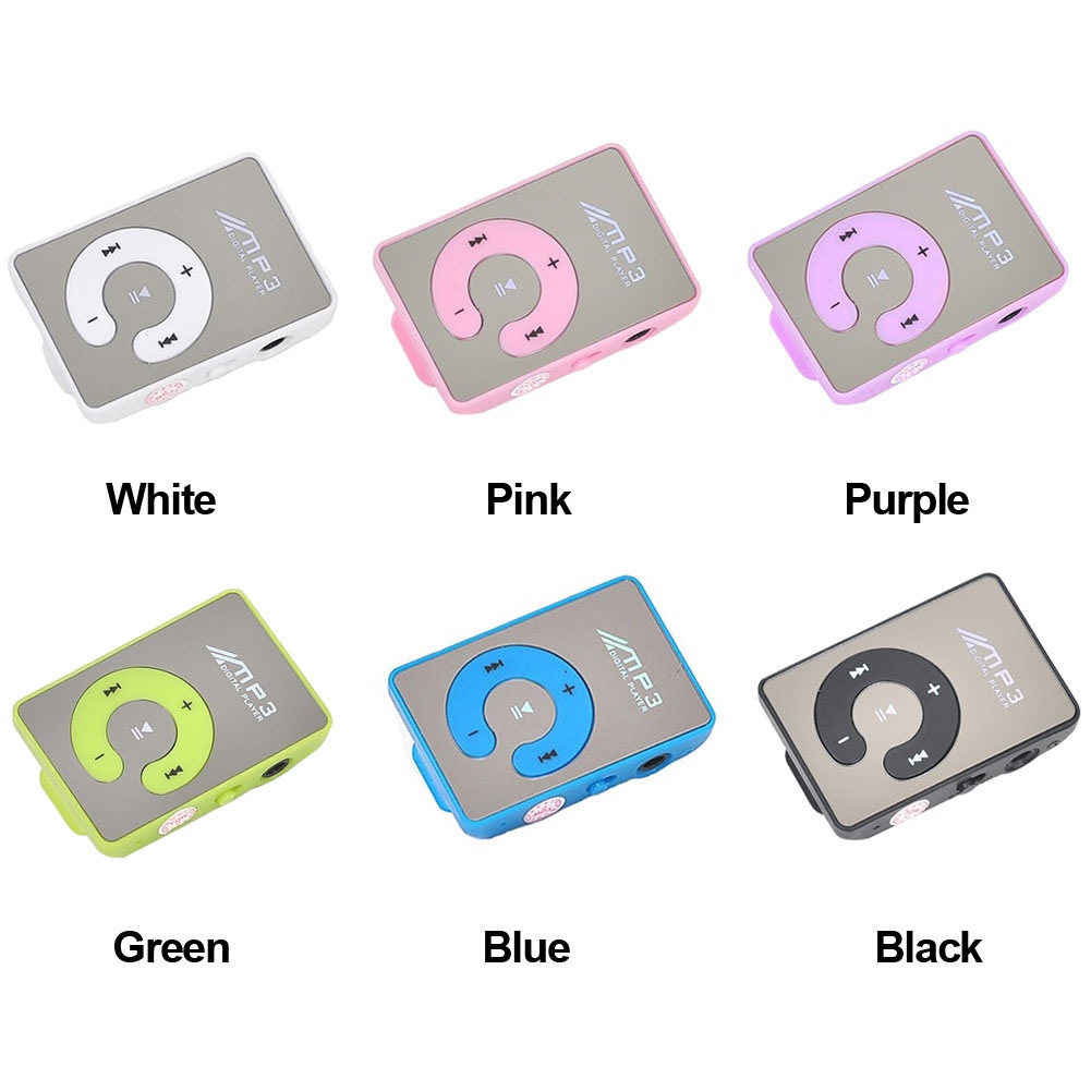 Máy Nghe Nhạc MP3 Kỹ Thuật Số Mặt Gương Mini Hỗ Trợ Thẻ TF / Micro Kèm Kẹp Giữ