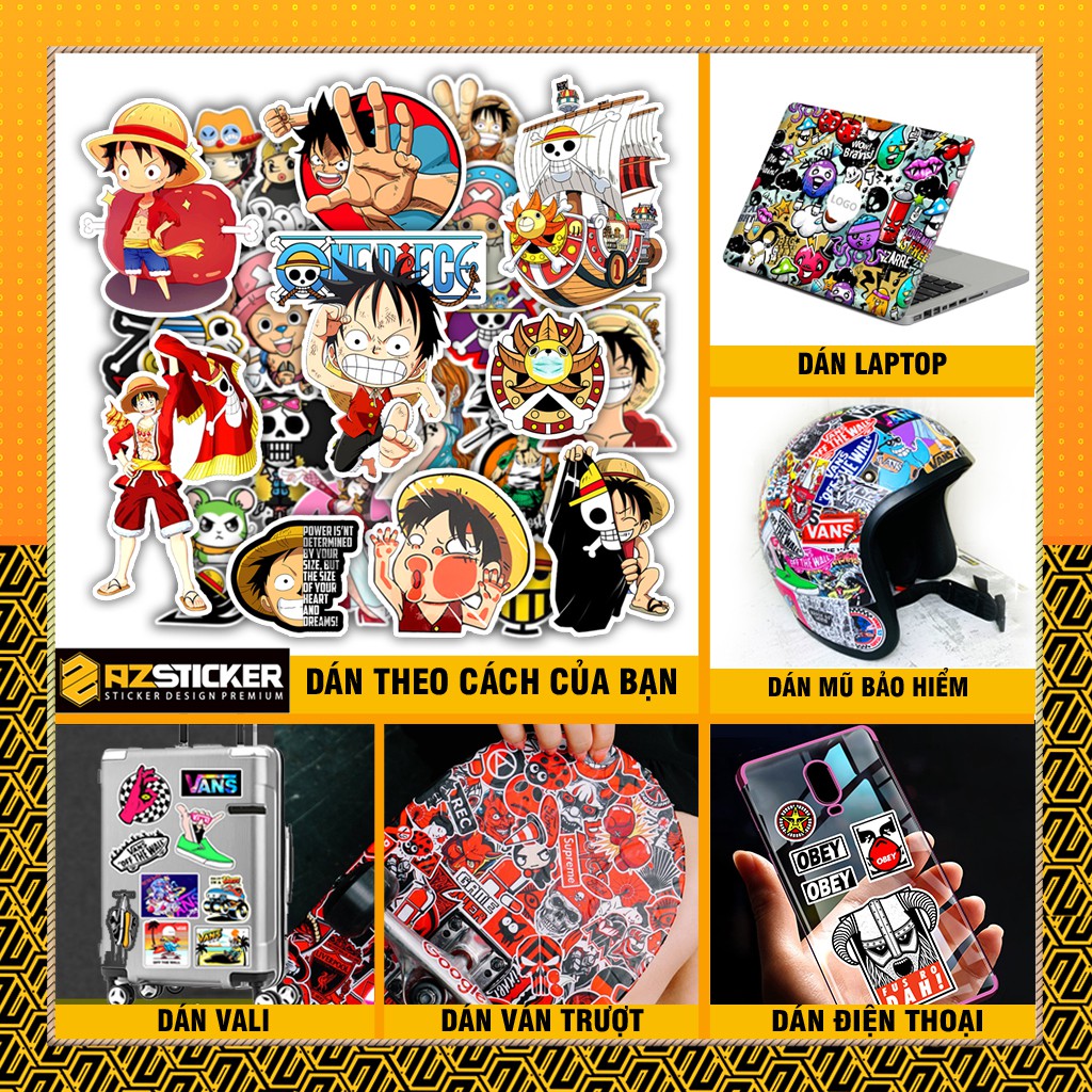 Sticker Once Piece | Nhãn Dán Sticker Chống Nước Cắt Sẵn Chất Liệu Decal Dán Mũ Bảo Hiểm Siêu Bền