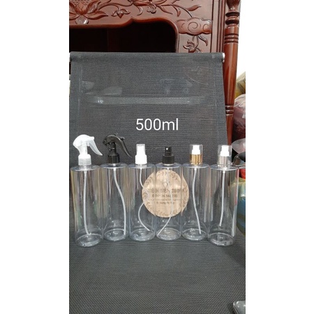 Chai nhựa trong cao vai vuông 500ml vòi xịt phun sương
