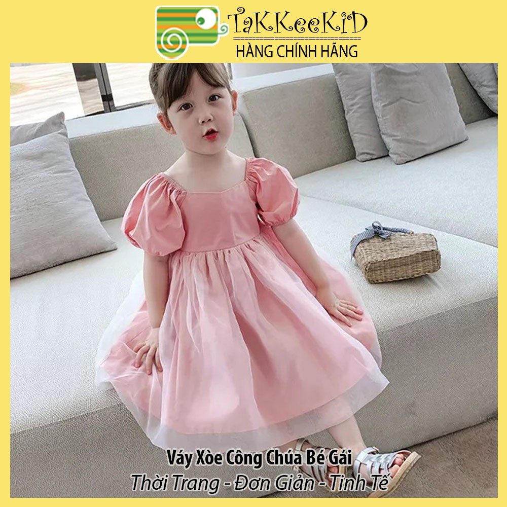 Váy Công Chúa Bé Gái Tay Bồng Hồng Pastel Xinh Xắn Size Từ 1 Đến 6 Tuổi