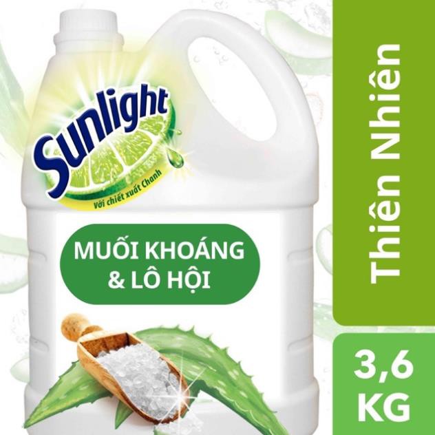 Sunlight rửa chén 3,6l thiên nhiên muối khoáng và lô hội