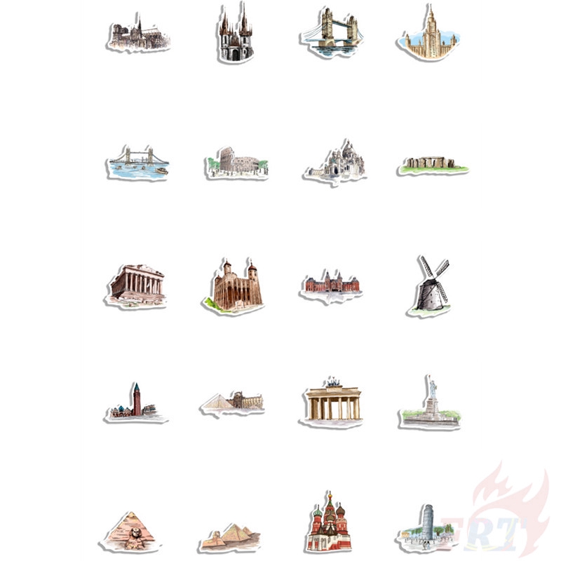 ❉ World Famous Tourist Attractions Giấy và decal dán tường ❉ 40Pcs/Set DIY Decals Stickers for Diary Laptop Scrapbooks