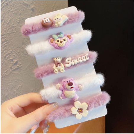 Set 5 chun tóc lông hình thú ngộ nghĩnh xinh xắn