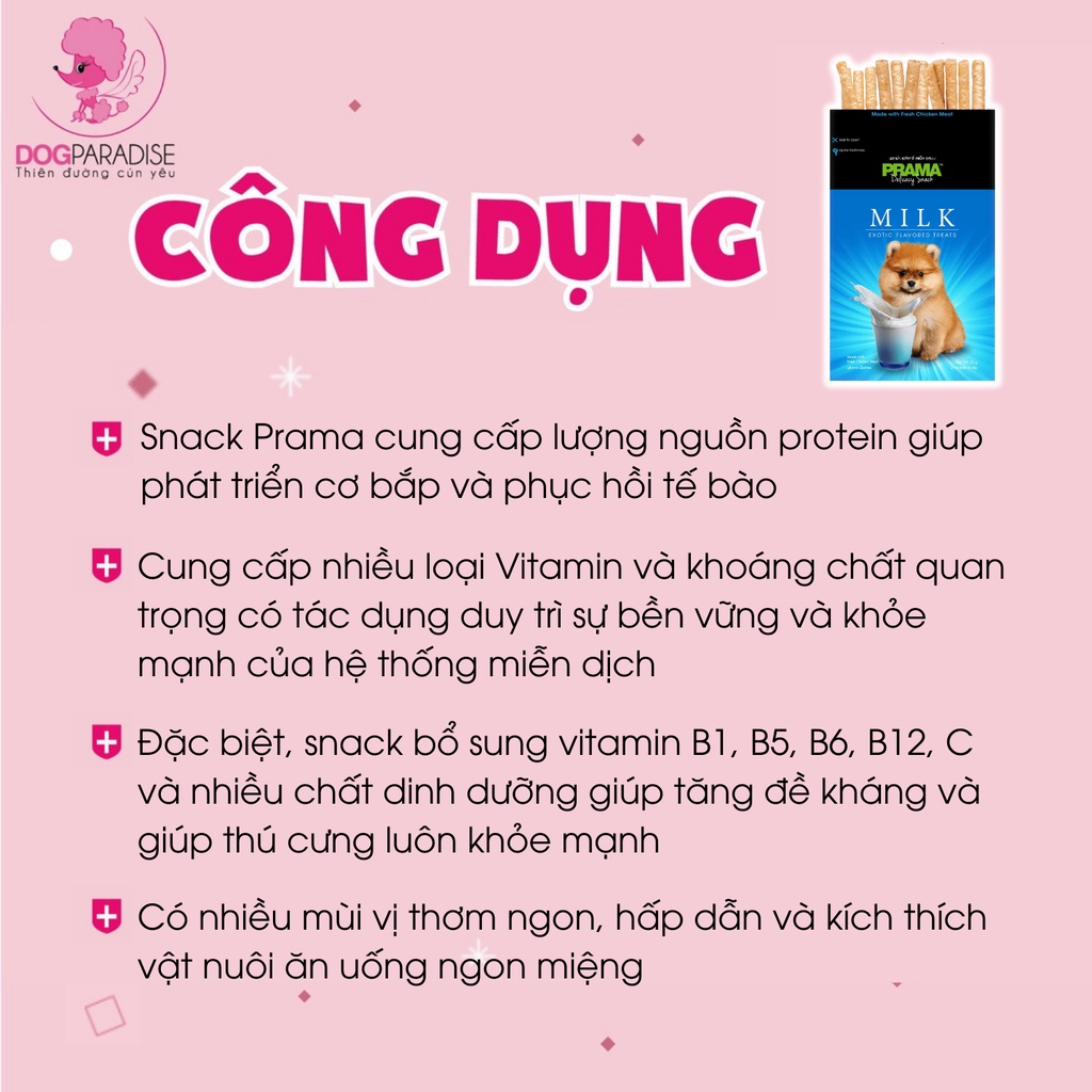 Thức ăn cho chó Snack Prama nhiều giúp thèm ăn thơm ngon bổ dưỡng gói 70g - Dog Paradise