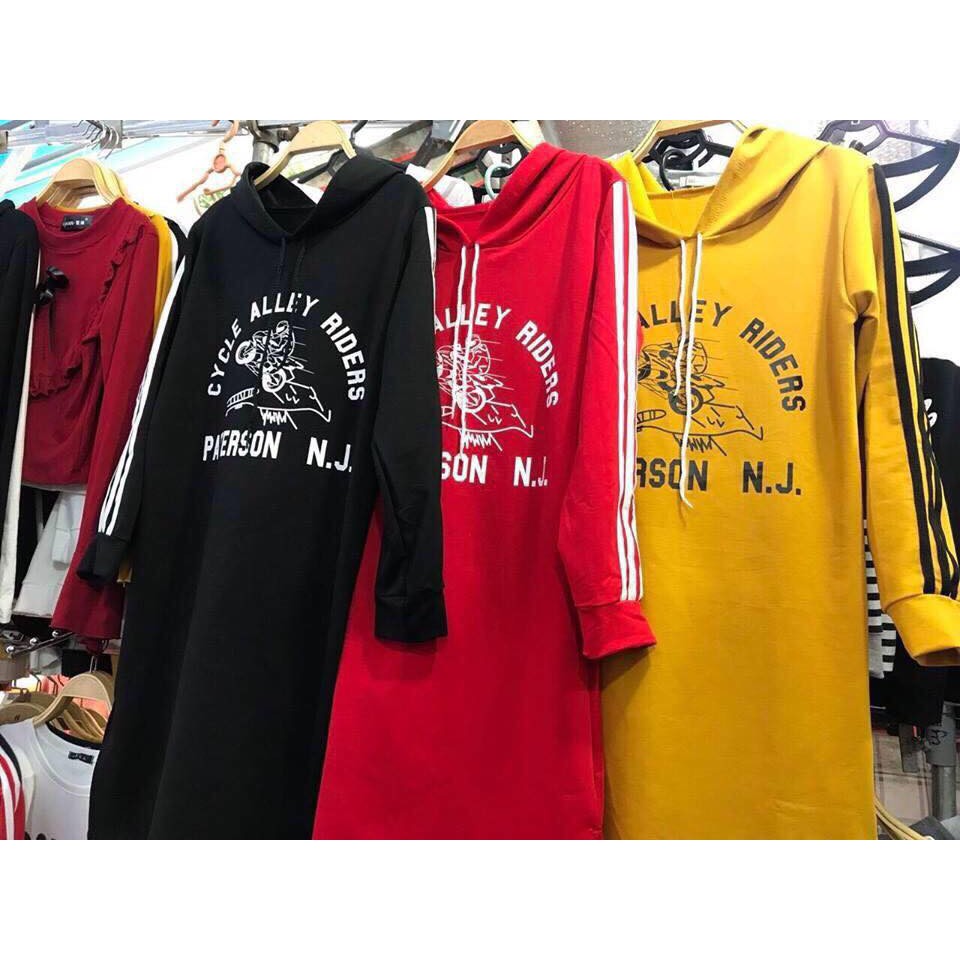 VÁY NỈ HOODIE IN CHỮ DÁNG DÀI CỰC XINH kiểu dáng tiktok