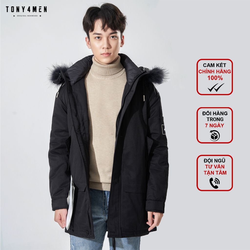 Áo Khoác Phao Dáng Dài TONY4MEN Chất Vải Cao cấp Siêu Ấm Có Mũ Lông 6065