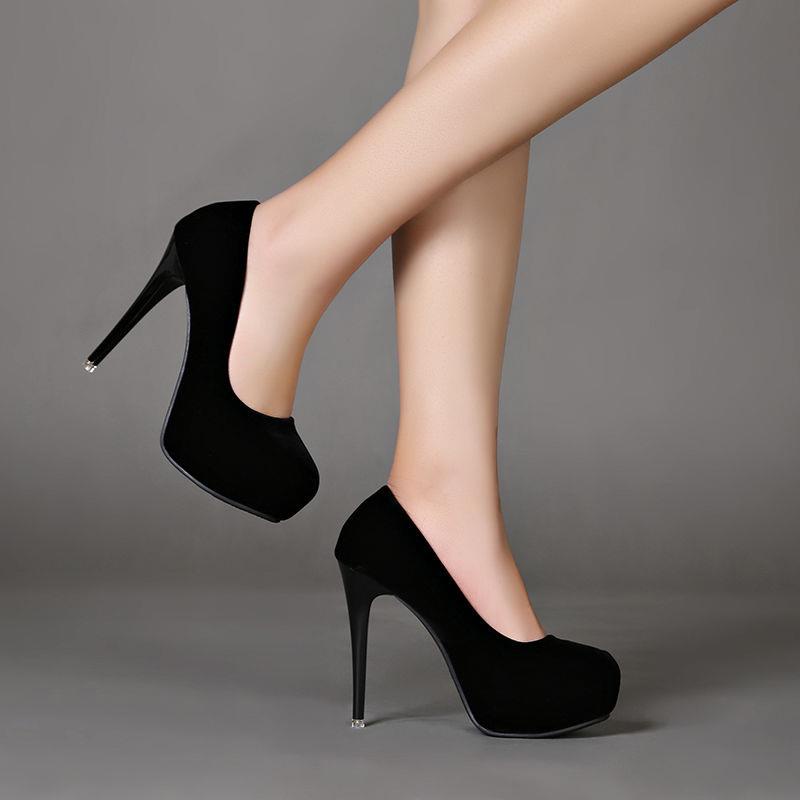 Giày Cao Gót 12cm / 10cm Da Lộn Mũi Tròn Chống Thấm Nước Thời Trang Mùa Xuân 2021