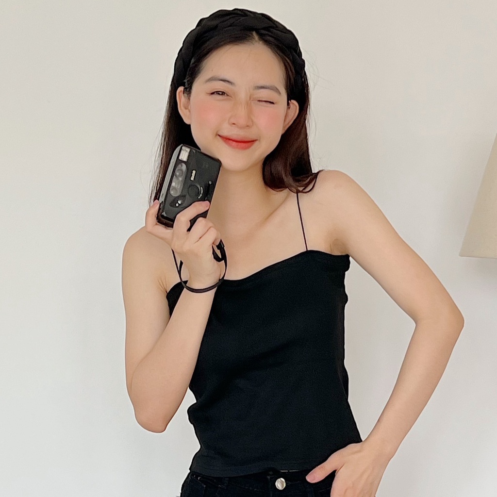 Áo hai dây sợi bún, áo thun cotton có dây co giãn thoải mái AE1