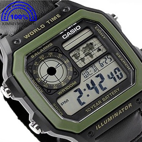 Đồng hồ Casio Nam - Dây đeo bằng vải  - Đồng hồ điện tử- AE-1200WHB-3 - Hàng chính hãng