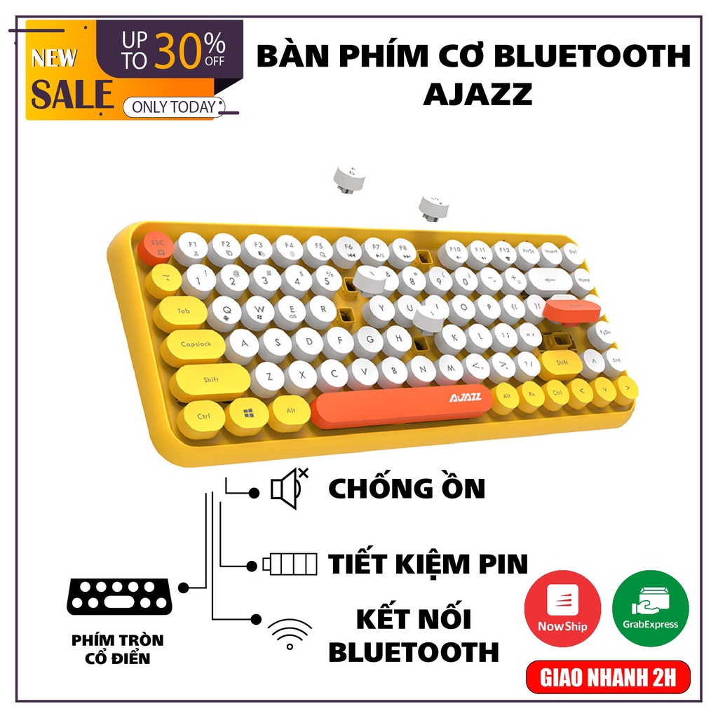 Bàn phím không dây bluetooth giả cơ AJAZZ dùng pin dùng cho hệ điều hành phiên bản mới